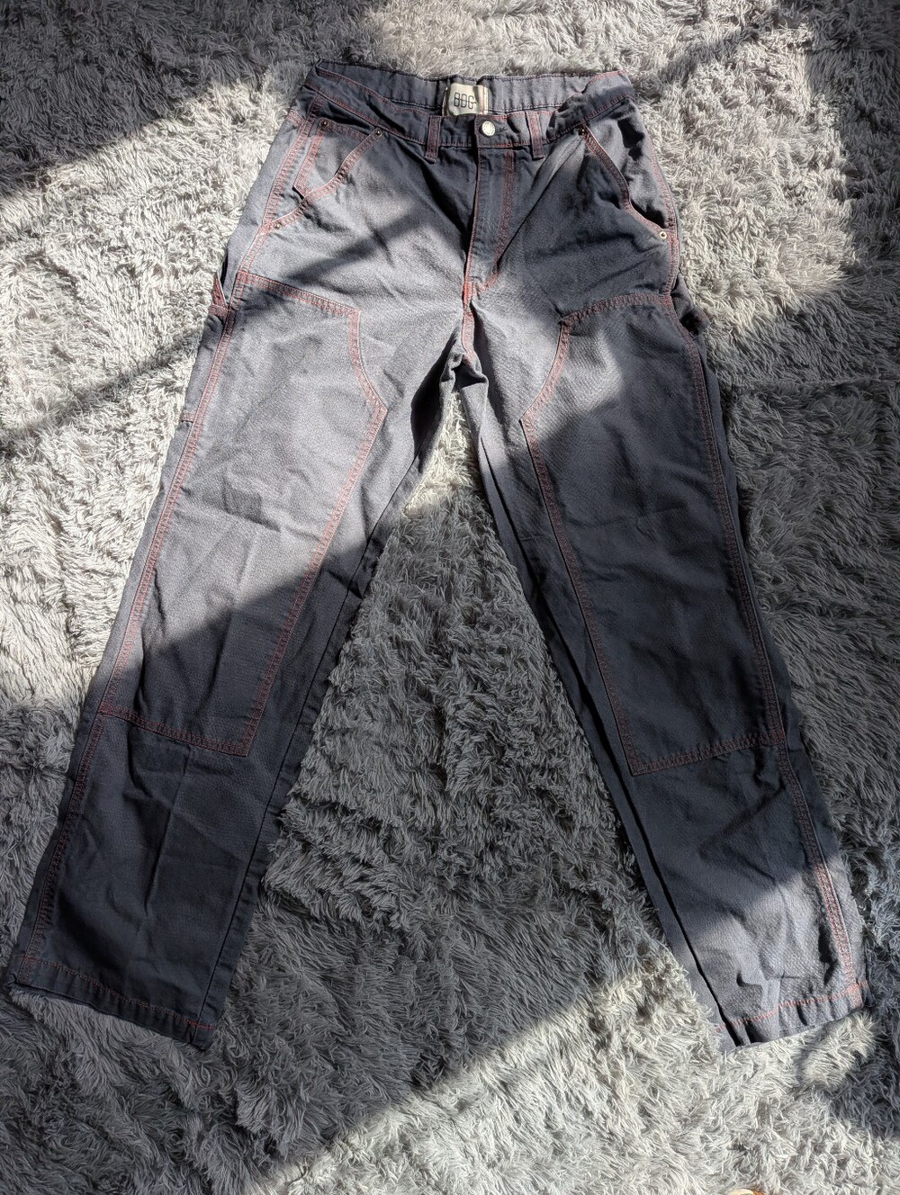 Bdg Womens Gray Work Pants with Red Contrast Stitching